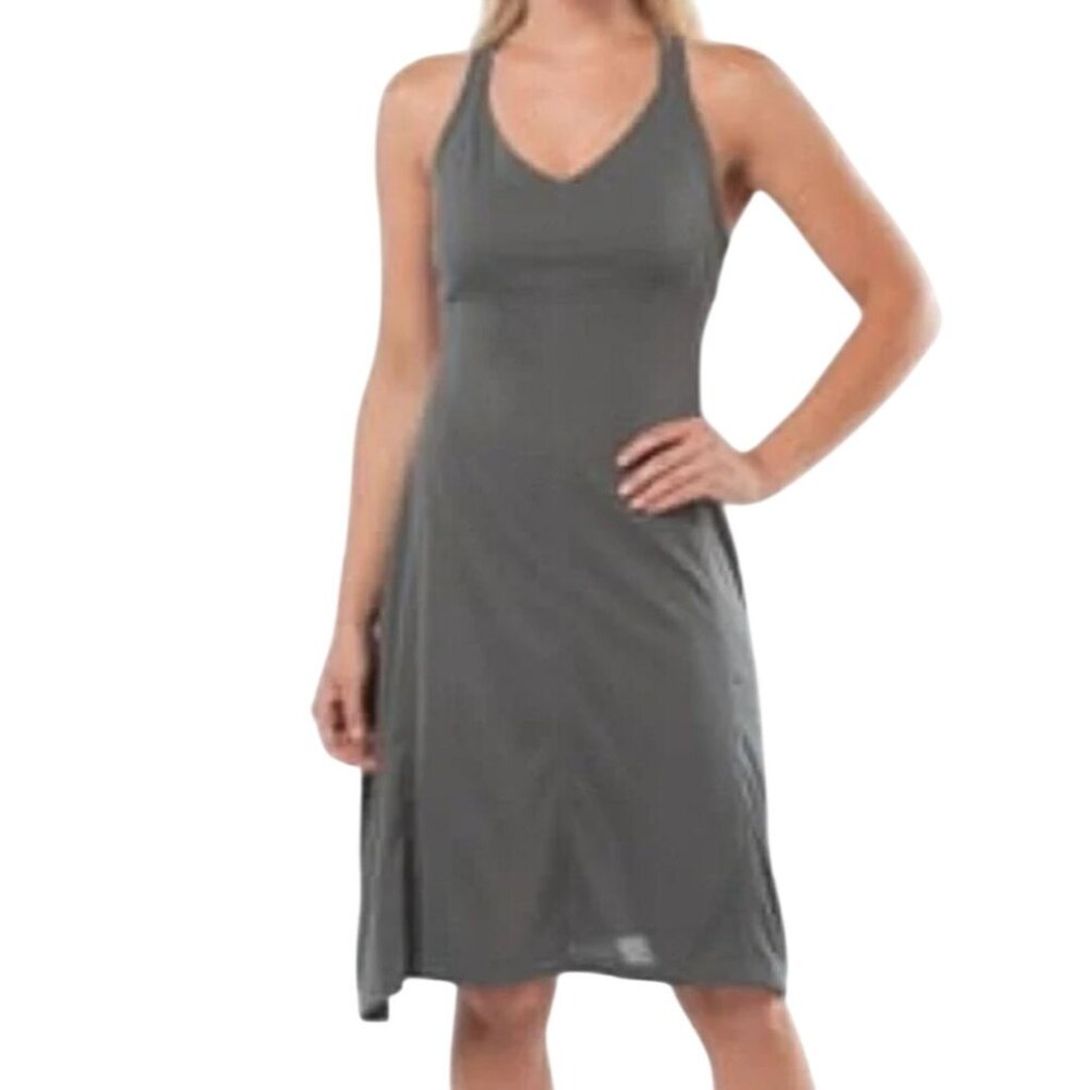 NWT Kuhl Womens Java Dress L Gray Coffeenna Sleeveless X-Cross Racerback MSRP$89 - Picture 2 of 10